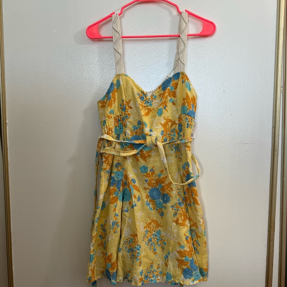 Free People Sunshine for My Love Floral Mini Dress Yellow 10
